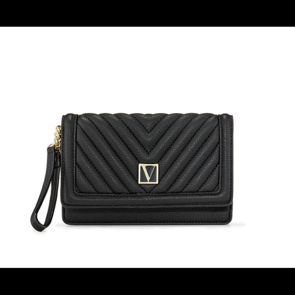 A Victoria Secrets black wallet and a clutch all in one!